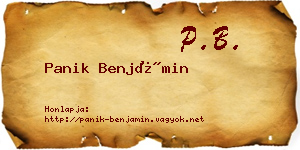 Panik Benjámin névjegykártya